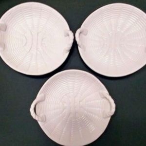 Basket Weave Bowls Plates Handles Vintage